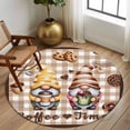 thumbnail image 2 of Round Rugs 6 Ft, Farmhouse Coffee Time Non Slip Area Rugs for Kitchen Bedroom Entryway, Vintage Gnomes Desserts Khaki Plaid Washable Carpet Runner Rug Floor Mats for Bedroom Home Decor, 2 of 8