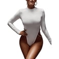 thumbnail image 1 of Women's Basic Solid Turtleneck Long Sleeve Bodysuits Jumpsuits Stretchy Romper, 1 of 6