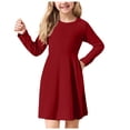 thumbnail image 3 of BAnala Girls Long Sleeve T Shirt Dresses Kids Fall A Line Skater Dresses 3 to 18 Years (Red,5-6 Years), 3 of 7