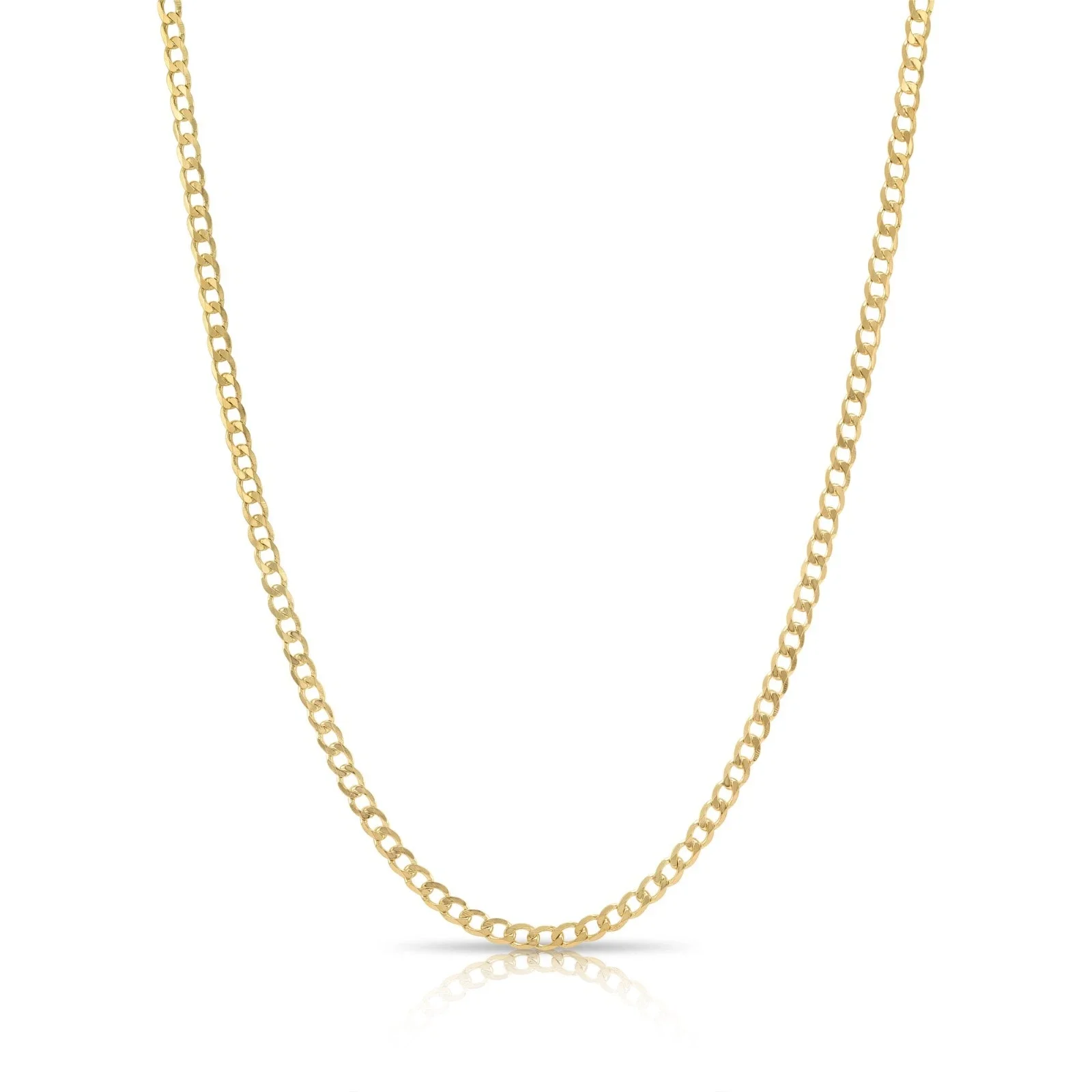 Tilo Jewelry 14K Solid Yellow Gold Curb Link Chain Necklace with Secure Lobster Lock | 3mm - 18 Inch | Everyday Chain Necklace for Men, Women, Unisex