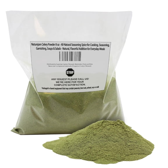 Naturejam Celery Powder 8 oz - All-Natural Seasoning Spice for Cooking, Seasoning, Garnishing, Soups & Salads - Natural, Flavorful Addition for Everyday Meals