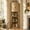 Natural, variant on HMstone Tall Corner Storage Cabinet with Fluted Doors, 5-Tier Corner Liquor Cabinet with Sliding Door, Mid-century Bookcase Corner Hutch for Living Room, Bathroom, Kitchen, Natural
