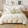 thumbnail image 1 of Duvet Cover Queen Size - 100% Washed Cotton Reversible Green Duvet Cover Set, 1 of 8