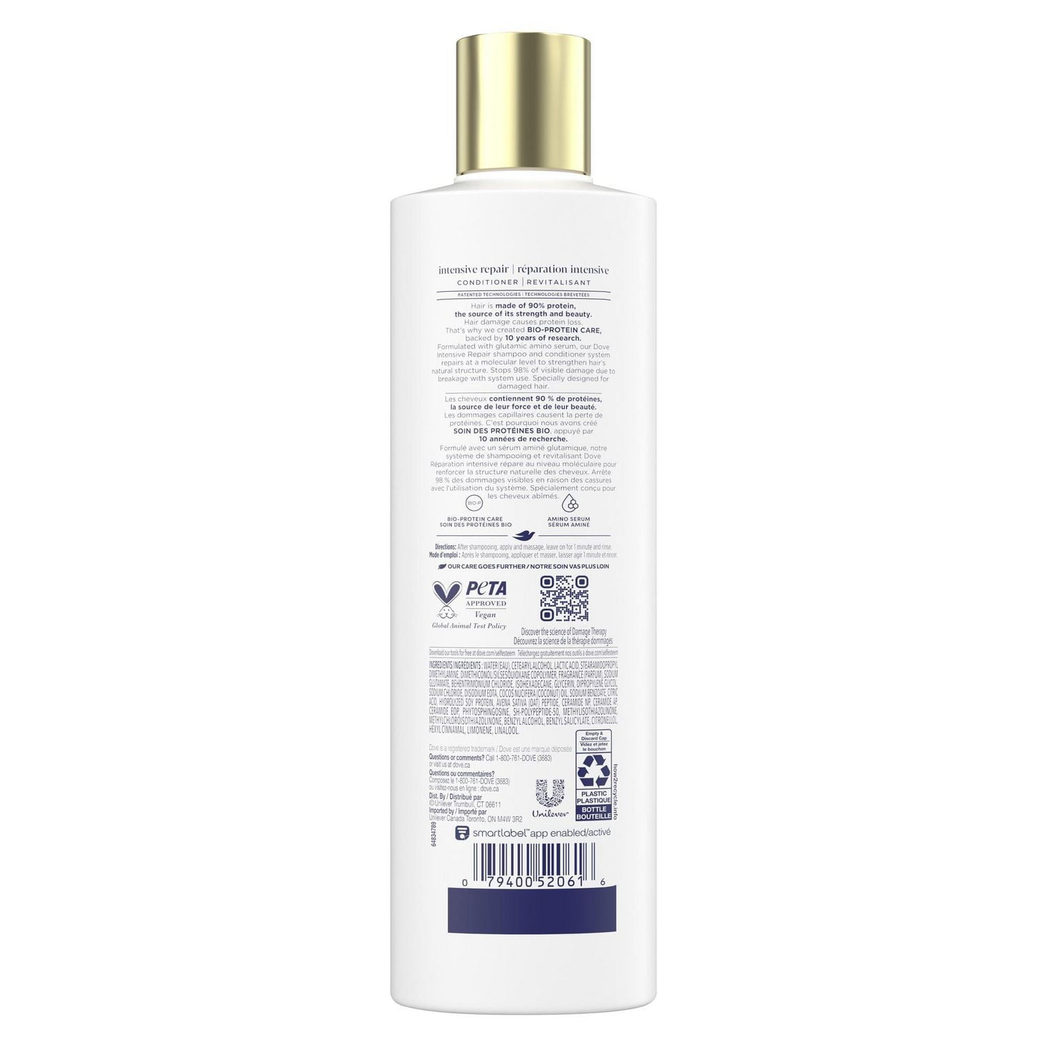 Revitalisant pour Cheveux Abîmés Dove Réparateur Intensif avec Soin Bio-Protéine Liquide, 355mL 355 ML