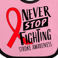 thumbnail image 4 of Inktastic Never Stop Fighting Stroke Awareness Red Ribbon Boys or Girls Baby Bib, 4 of 4