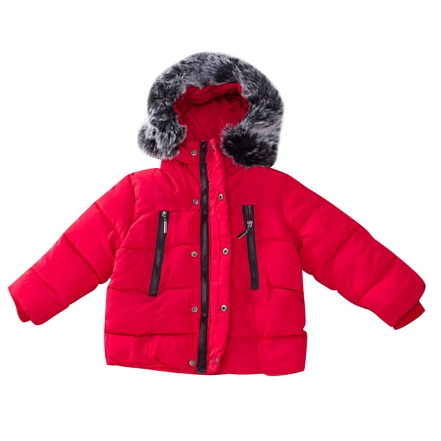 WEIYLL Hauts pour Garçons Enfants Bébé Hiver Épais Polaire à Capuche Coupe-Vent Combinaison de Neige Manteaux Rouges pour 3-4 Ans