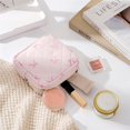 thumbnail image 4 of Luxury Small Soft Quilted Cotton Makeup Bag for Purse, Cosmetic Bag with Compartments, Cotton Aesthetic Makeup Bag, Travel Toiletry Pouch, Key Pocket Lipstick Bag Card Holder Data Cable Organizer, 4 of 6