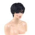 thumbnail image 4 of Peluca Corta De Cabello Humano Real Para "con Flequillo Negro Recto Natural Yuyangstore Peluca de pelo de mujer de moda, 4 of 8