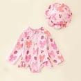 thumbnail image 4 of Cowsor Toddler Girls Two Piece Swimsuit Set Adorable Print Half Placket Bathing Suit with Swim Cap Quick Dry for Summer Vacation Beach, 4 of 7