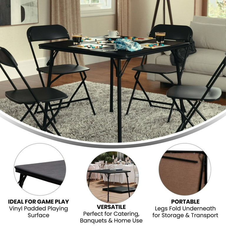 Flash Furniture Madelyn Square Top Black Folding Card Table