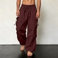 thumbnail image 2 of Men's Casual Cargo Pants Joggers Trousers Drawstring Elastic Waist Straight Leg Loose Fit Quick Dry Lightweight Breathable Versatile Function Pockets Daily Streetwear Athletic, 2 of 8