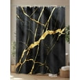 thumbnail image 4 of Shower Curtain Black Marble Shower Curtains for Bathroom, Waterproof Polyester Shower Curtain Set with Hooks, Small Stall Size 36" x 72" Golden Ripple, 4 of 6