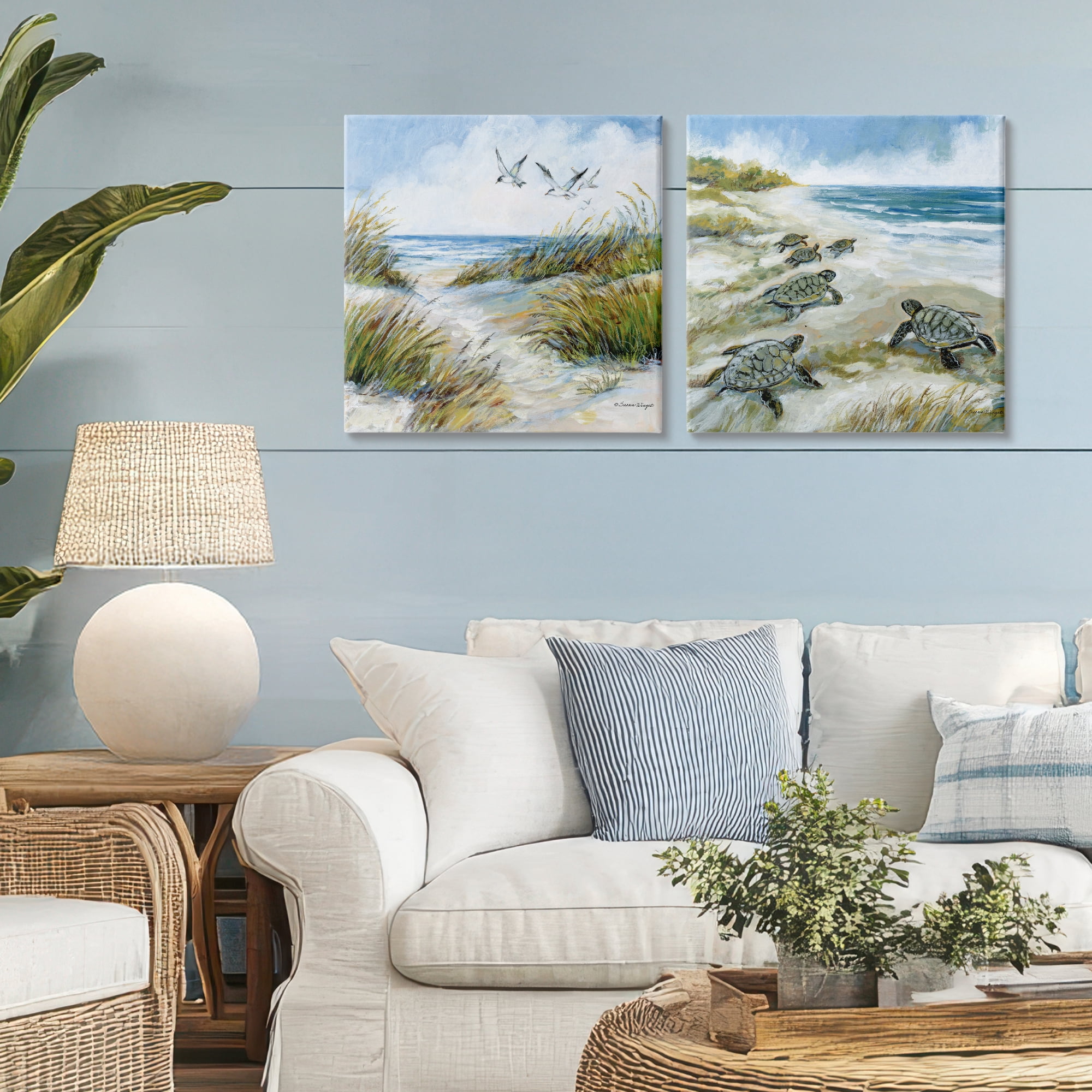 Stupell Industries Beach Creatures on Dunes 2 Piece Canvas Wall Art Set, design by Susan Winget