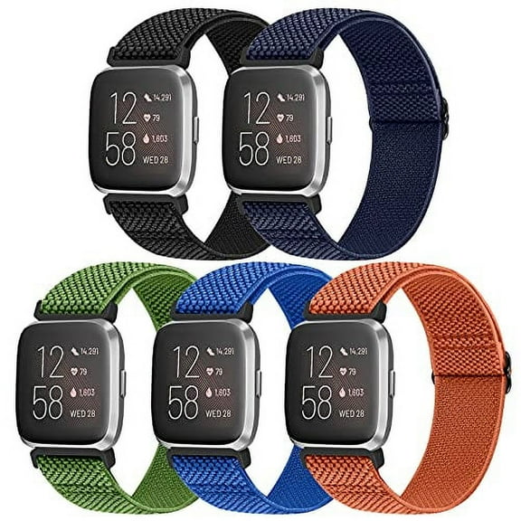 Vodtian Elastic Bands Compatible with Fitbit Versa 2/Versa/Versa Lite/Versa Special Edition Watch Band, Adjustable Nylon Braided bands Replacement Solo Loop Sport Straps Wristband for Women Men