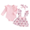 thumbnail image 6 of Staki Preemie Newborn Baby Girl Clothes Romper Suspender Dress Fall Winter Outfits Ruffle Long Sleeve Jumpsuit 0-18M,3-6 Months, 6 of 8