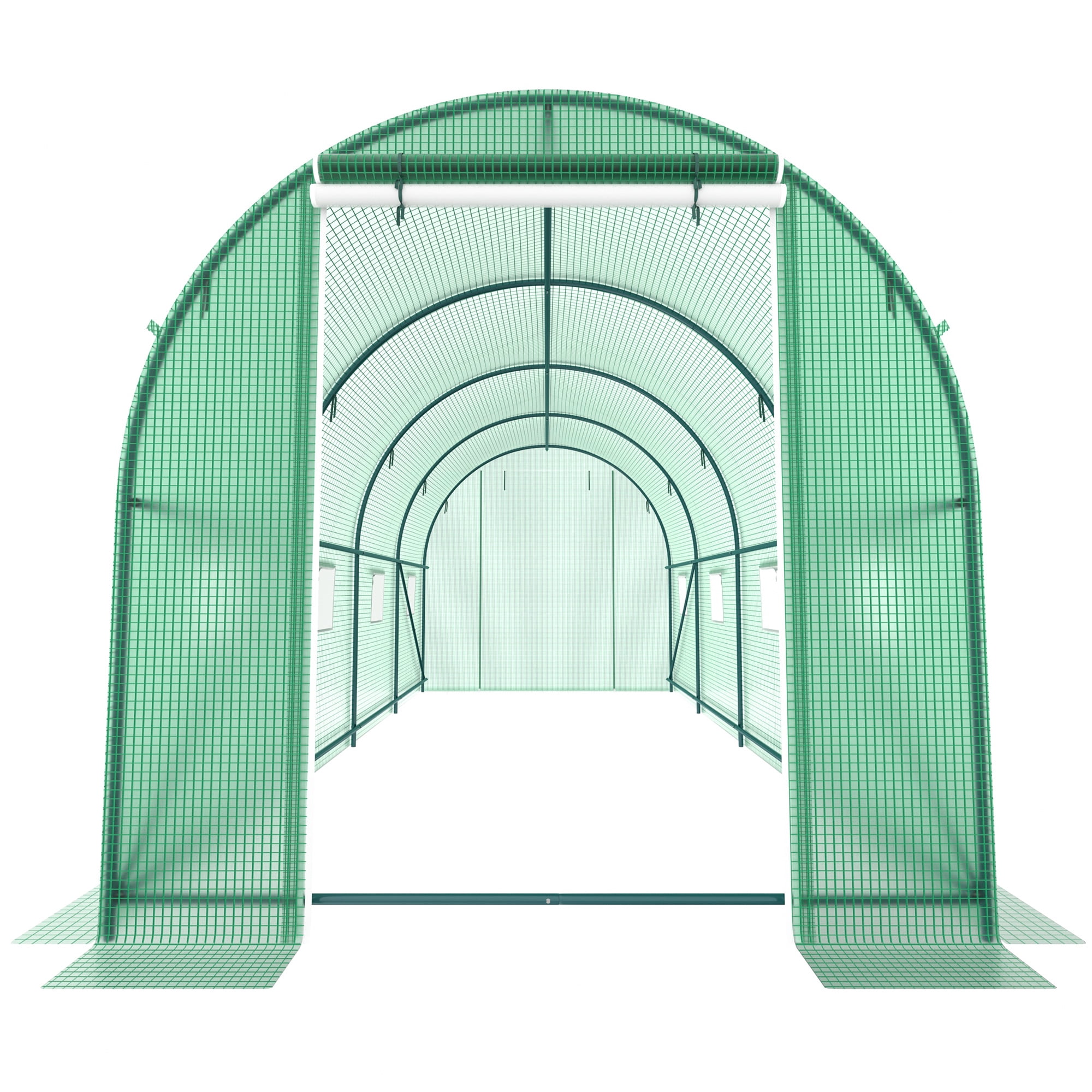 GOJOOASIS Outdoors Heavy Duty 15 x 7 x 7 FT Portable Greenhouse with 8 Ventilated Screen Windows & Rolling Zipper Door