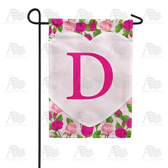 America Forever Flags Monogram Letter D Garden Flag - Pink Roses - 12.5 x 18 Inches, Happy Valentine's Day Pink Roses Love Heart Double Sided Flag, Seasonal Yard Outdoor Holiday Décor