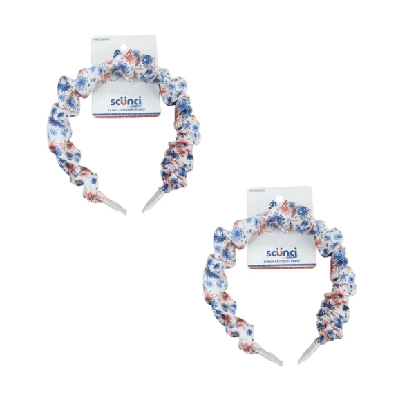 SCUNCI Red, White, and U Headband by Conair American Patriotic 4th of July; (2 PACK)