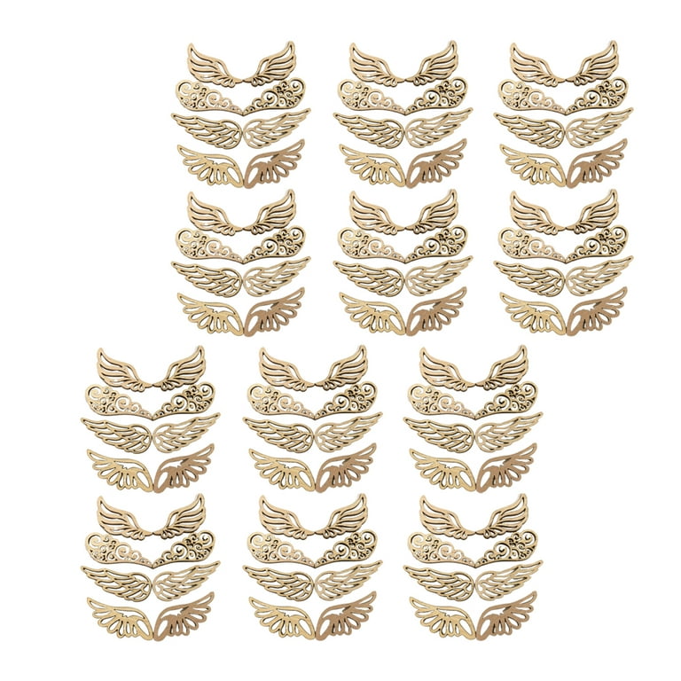 80pcs Angel Wings Wooden Patches Christmas Decorations Angel Wings Shape  Wood Slices No Hole Wood Chips