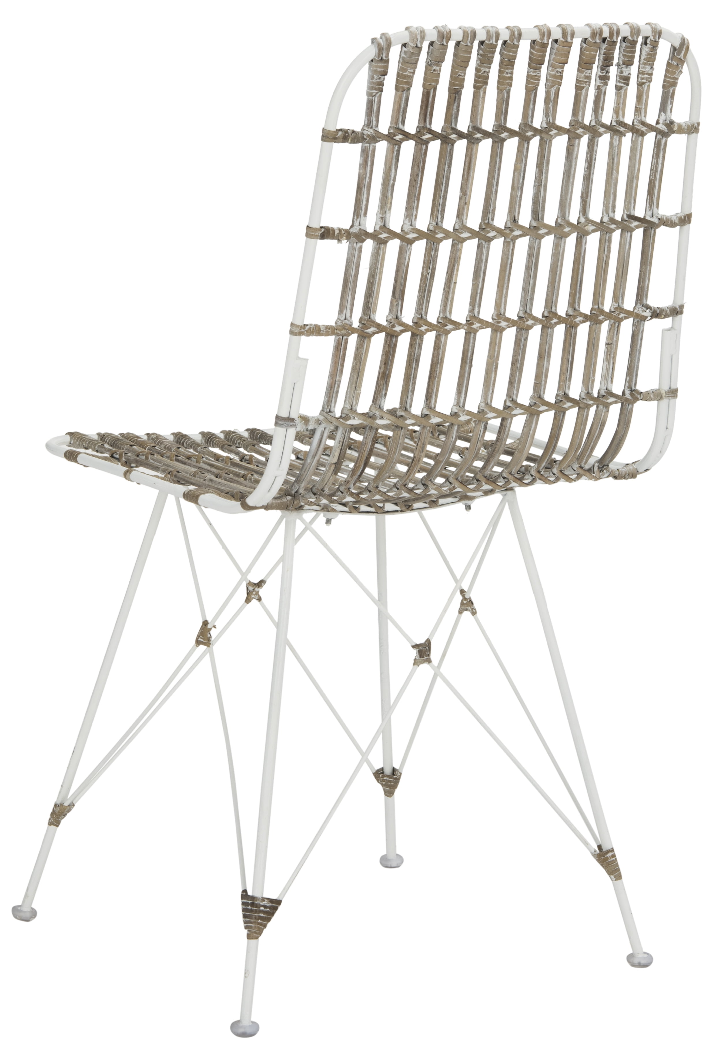 SAFAVIEH Minerva 19" High Wicker Dining Chair, White Wash, Set of 2