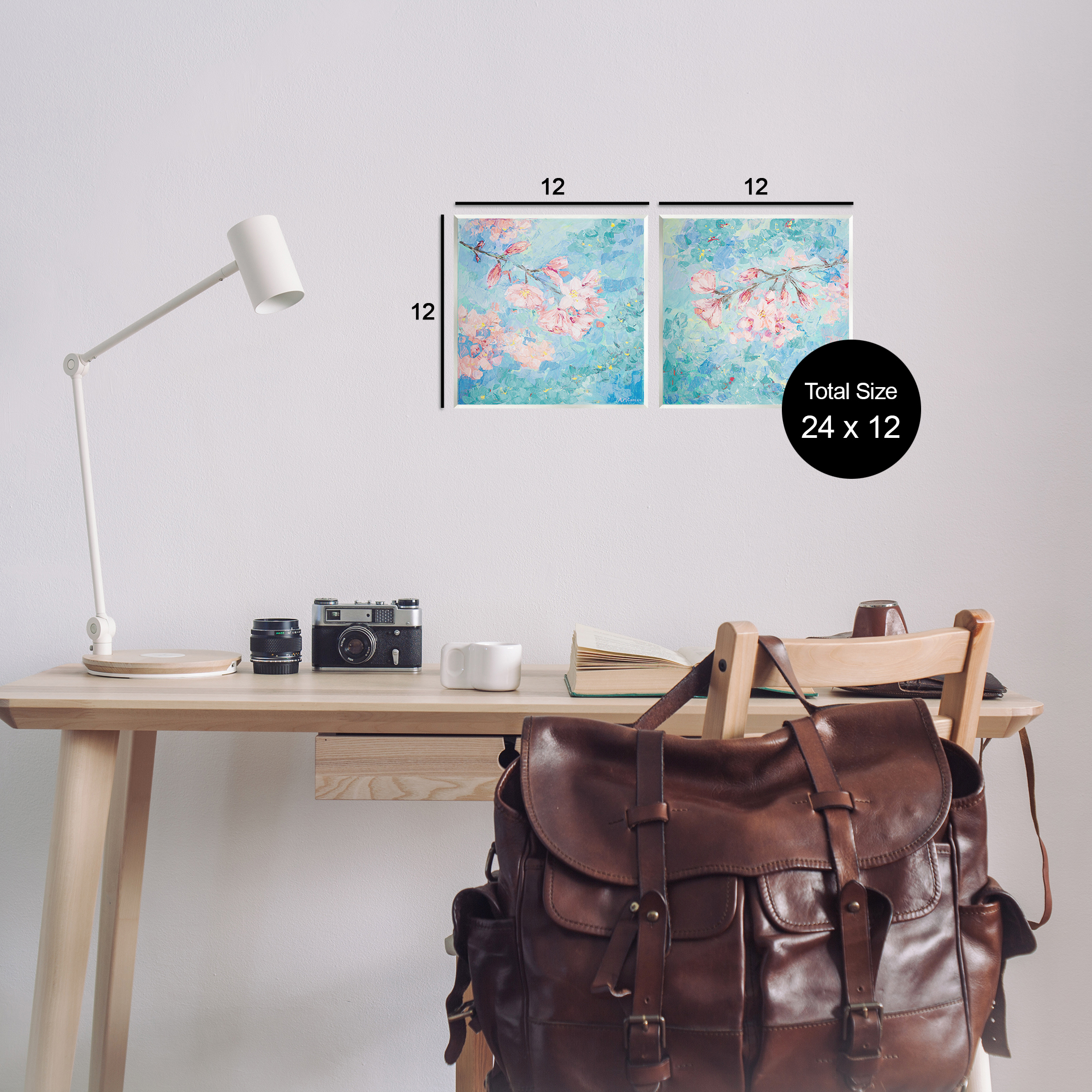 Stupell Industries Yoshino Cherry Blossoms Floral & Botanical Painting Unframed Art Print Wall Art, 12 x 12, Set of 2