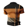 thumbnail image 3 of Beugl Mens Shirts Clearance, Men Spring and Summer Button Down Short Sleeve Top Plaid Lapel Color Blocking Stripe Print T Shirt Golf Shirts for Men, Polo Shirts for Men Orange S, 3 of 4
