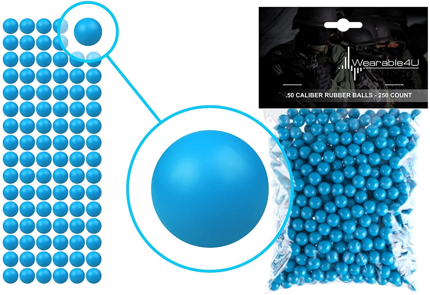 500 Billes D'entraînement Réutilisables .68 Cal - 3Skull RubberBalls Pour Paintball