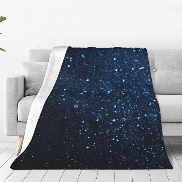 Balery Blue Glitter Retro Manta de Felpa Suave y Acogedora – Cobija de Franela Aterciopelada para Cama, Lavable y Cálida para Sofá, Mascotas, Transpirable-40"x30"
