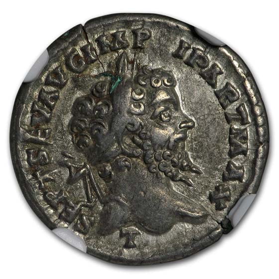 Roman Empire Silver Denarius Sept. Severus (193-211 AD) XF NGC