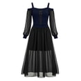 thumbnail image 2 of Chiccall Women's Off Shoulder Gothic Maxi Dress, Long Sheer Sleeve Color Blocked Cold Shoulder Ankle Length Halloween Party Dress, 2 of 9