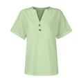 thumbnail image 4 of Green Womens Tops Women Summer Daily V Neck Short Sleeve Tops Casual Solid Lace Shirts Blouse Shirts for Women, 4 of 5