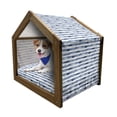 thumbnail image 1 of Harbour Stripe Pet House, Watercolor Style Paintbrush Stripes Sea Marine Life Lines Image, Outdoor & Indoor Portable Dog Kennel with Pillow and Cover, 5 Sizes, Night Blue White, by Ambesonne, 1 of 5