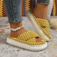 thumbnail image 5 of workcargo Women's Plush Slippers - Flock Fabric Soft Skin-Friendly, Thick Padded Sole, Crisscross Strap, Indoor-Outdoor Warm, Budget-Friendly Home Essential, Yellow, Size 42, 5 of 9
