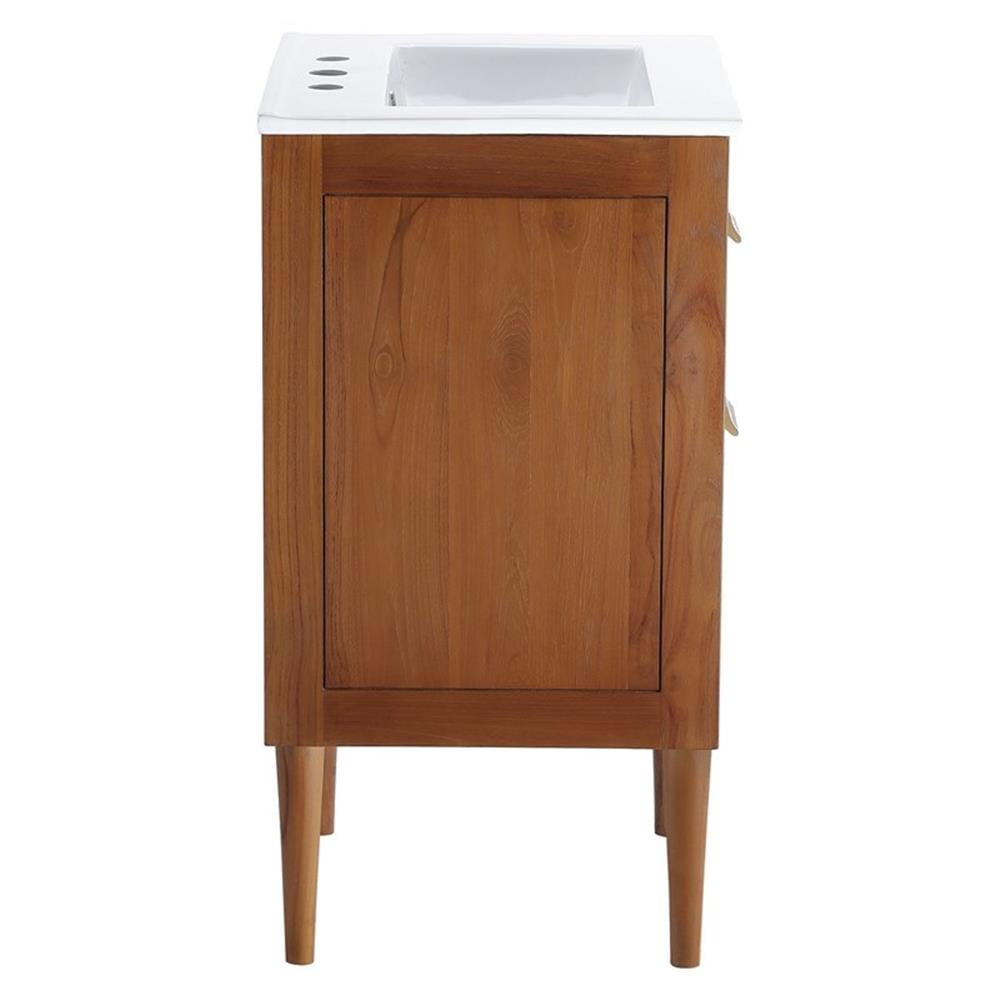 Modway Cassia 24.5" Modern Wood & Ceramic Bathroom Vanity in Natural/White