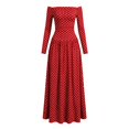 thumbnail image 6 of Dpjklzsn Women's Off The Shoulder Long Sleeve Maxi Dress Polka Dot Smocked Waist Flowy A Line Cocktail Dress, 6 of 6