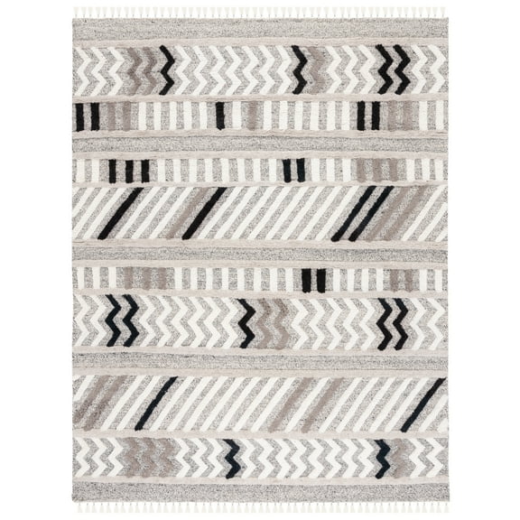 SAFAVIEH Casablanca Mckayla Geometric Wool Area Rug, Ivory/Black, 8' x 10'