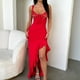 thumbnail image 3 of Vestido Sin Mangas Vestido de cola de pez para mujer Vestido ajustado con cordones Color sólido Vestido de verano sexy para mujer Kuymtek L Rojo para Mujer, 3 of 5
