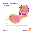 thumbnail image 4 of SmartyKat Chickadee Chirp Plush Toy for Indoor Cats & Kittens, Electronic Bird Sound, Non-Replaceable Batteries Included, Colors May Vary, 3-Pack, 4 of 6