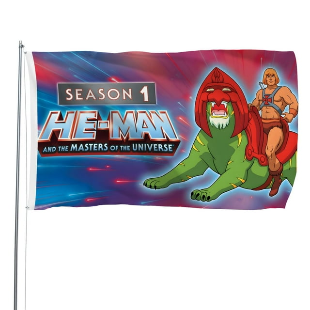 He-Man Bandera impresa con temática, regalo perfecto para fanáticos, amigos y familiares, y adecuada para actividades al aire libre e interiores, decoraciones de fiesta. 120*180CM
