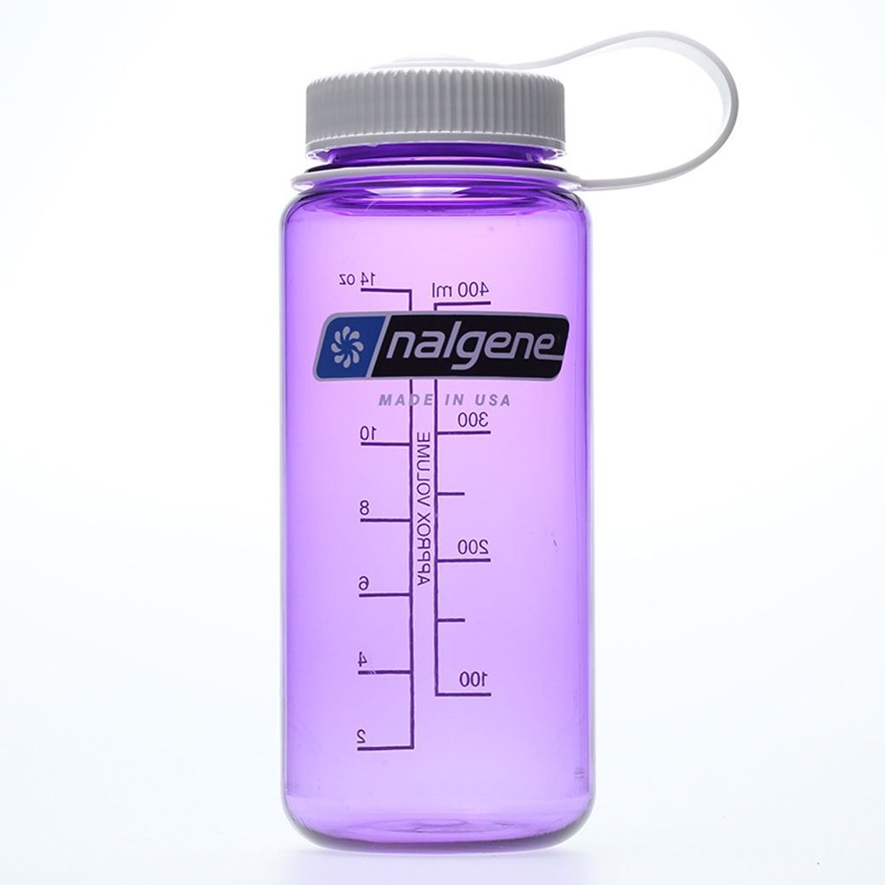 Nalgene Wide Mouth Bottle, 16oz, Purple Bottle with White Cap, Single