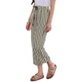 thumbnail image 4 of Striped Pants for Women Elastic Waist High Waisted Wide Leg Summer Casual Pants XS Black, 4 of 6