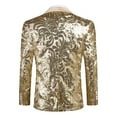 thumbnail image 4 of KHONTS Men's Sequin Blazer Sparkly Glitter Jacket Shiny Floral Suit Jacket Stylish Party Wedding Banquet Prom Tuxedo GD2 XS, 4 of 5