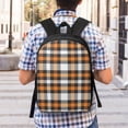 thumbnail image 5 of Salouo Orange Plaid Print Travel Laptop Backpack,17Inch Casual Bag with Side Pockets for Men & Women Stylish Daypack for Weekender/Business/Hiking-One Size, 5 of 6