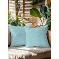 thumbnail image 2 of Outdoor Pillows Waterproof, Bluish Green Solid Color Bedding Throw Pillows with Insert for Couch Sofa Bed, Minimalist Vintage Linen Texture 16x16 Inch Pillowcases Decorative Patio Pillow Set of 2, 2 of 8