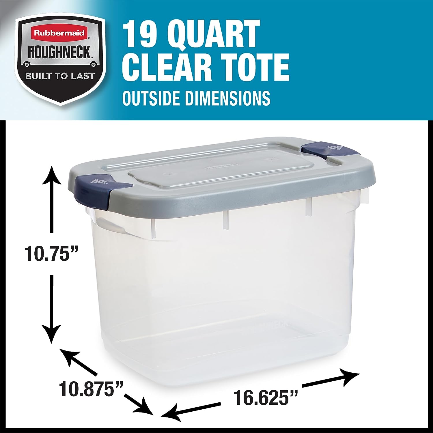 Rubbermaid Roughneck Clear 19 Qt. Plastic Storage Tote w/ Gray Lid, 6 Pack - image 2 of 7