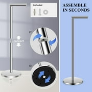 PHANCIR Freestanding Toilet Paper Holder with Top Storage Shelf, Modern Bathroom Toilet Paper Roll Holder, Silver