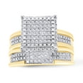 thumbnail image 5 of AFFY White Natural Diamond Engagement & Wedding Trio Bridal Ring Set In 10k Yellow Gold (0.3 Cttw), 5 of 7