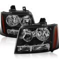 thumbnail image 1 of SPEC-D TUNING Black Headlights Compatible with 2007-2014 Chevy Avalanche, 2007-2014 Tahoe Suburban, L+R Pair Head Light Lamp Assembly, 1 of 4