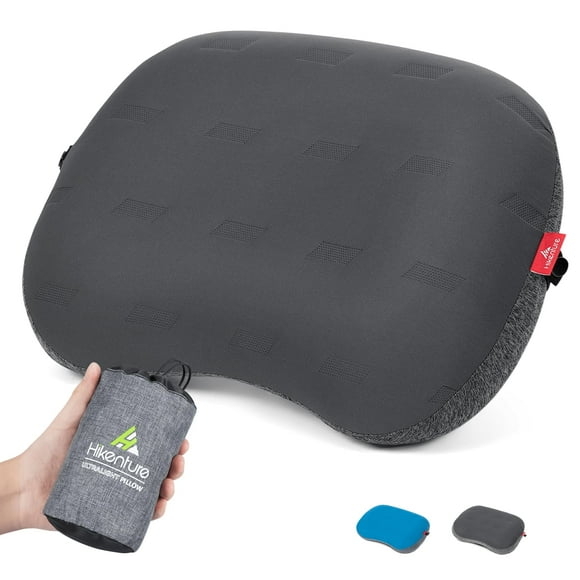 Almohada de camping Hikenture, ultraligera, inflable, portátil, gris