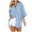 Light blue, variant on Summer TAGOLD Women's Casual Roll-Up Sleeve Long Sleeve Tops Cotton Linen Blouse Button Long Shirt Dress Plus Size High Low Shirt Khaki L